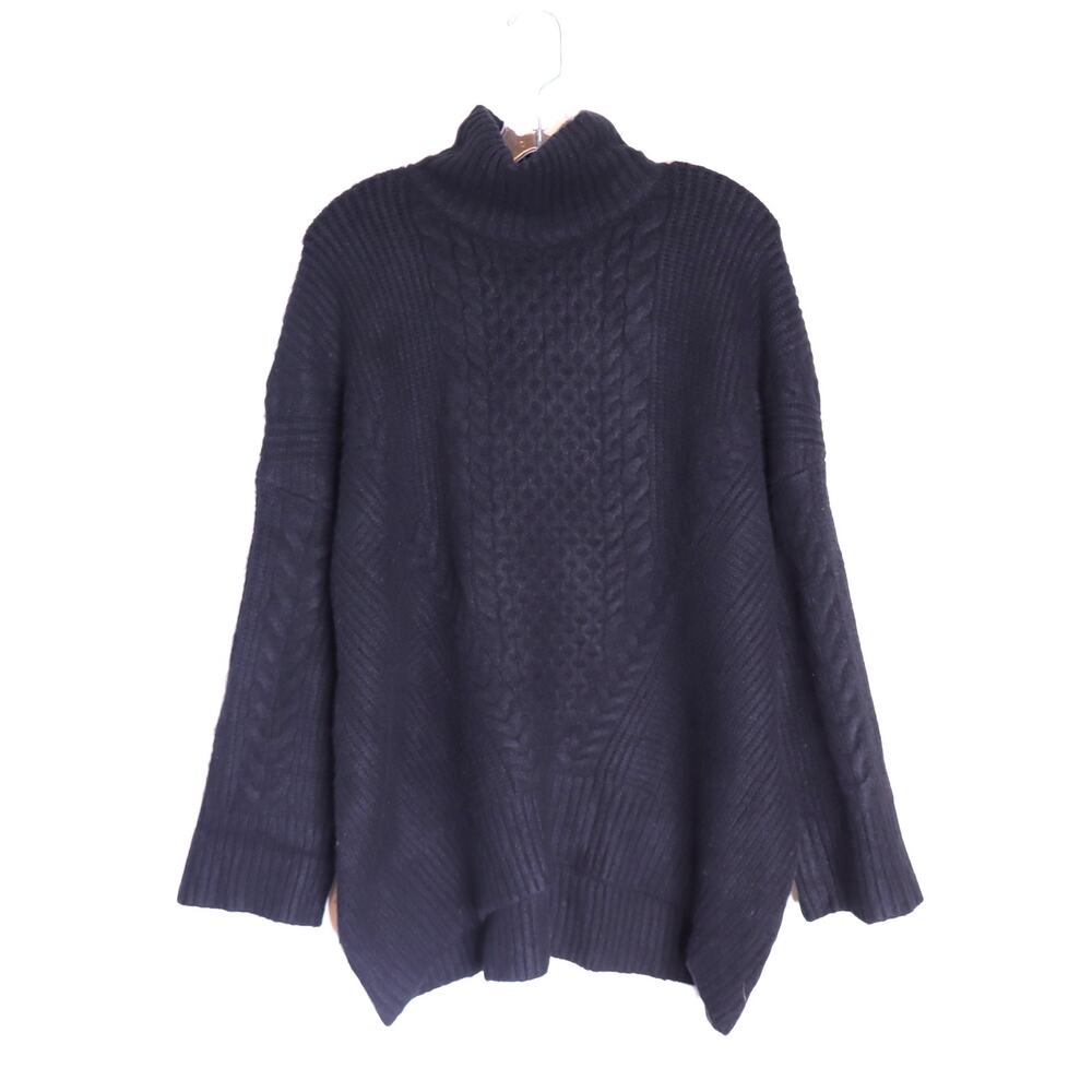 EXPRESS Oversized Cable Knit Sweater NWT Black Funnel Neck Long Sleeve Women's M